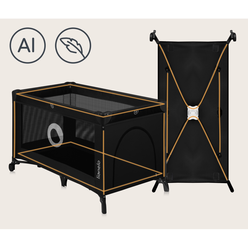 Lionelo - Putni krevetić STEFI Black Carbon