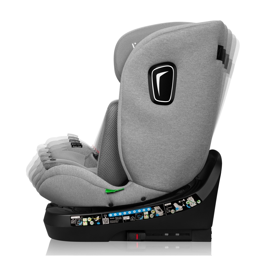 Lionelo - Rotirajuće auto-sedište BRAVE i-Size sa bazom 40-150 cm Grey Stone