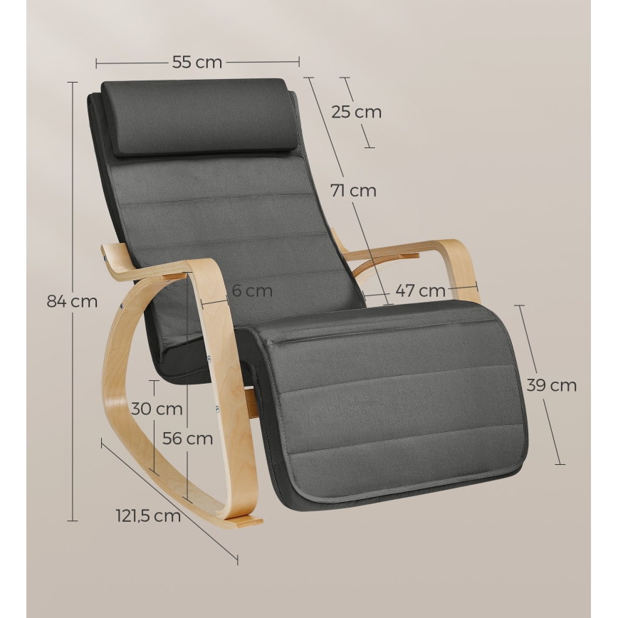 Ljuljaća fotelja RESTLY tamno siva