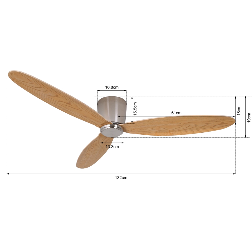 Lucci air 210519 - Stropni ventilator AIRFUSION RADAR sjajni hrom/drvo prečnika 132 cm + daljinski upravljač