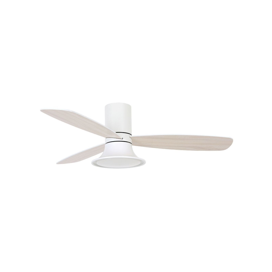 Lucci Air 210661 - LED prigušiva stropni ventilator FLUSSO 1xGX53/18W/230V drvo/bela prečnik 132 cm + daljinski upravljač