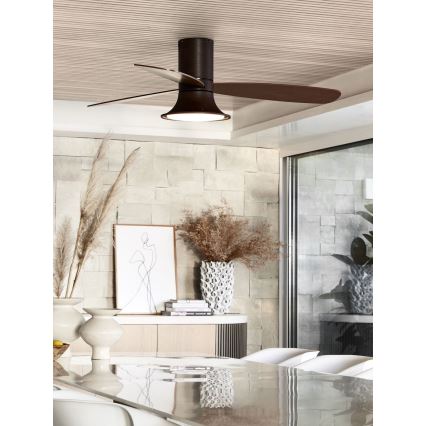 Lucci Air 210663 - LED prigušiva plafonski ventilator FLUSSO 1xGX53/18W/230V braon, prečnik 132 cm + sa daljinskim upravljačem