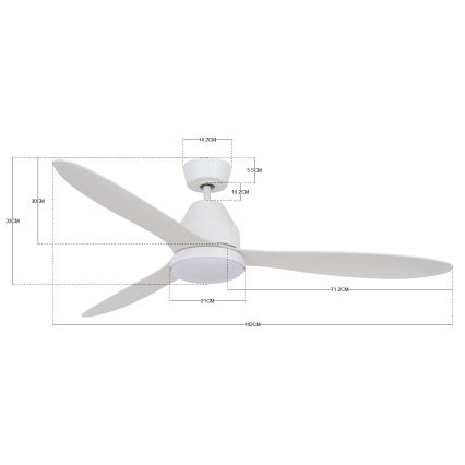 Lucci air 213043 - LED plafonski ventilator WHITEHAVEN GX53/17W/230V, beli, prečnik 142 cm + daljinski upravljač
