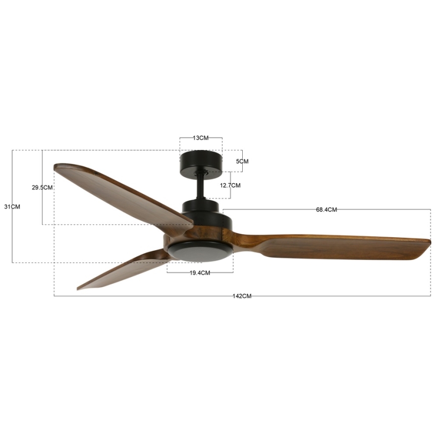 Lucci air 213051 - Plafonski ventilator SHOALHAVEN crni/braon, prečnik 142 cm