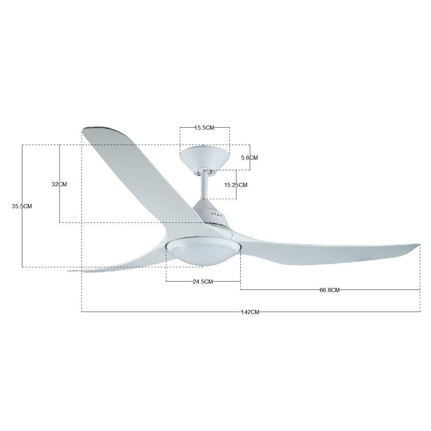Lucci air 213096 - LED stropni ventilator MARINER LED/15W/230V bela + daljinski upravljač