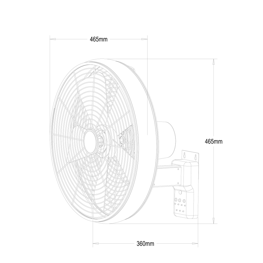 Lucci air 213124 - Zidni ventilator BREEZE 55 W/230 V, crne boje, prečnik 46 cm + daljinski upravljač