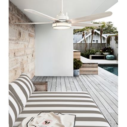 Lucci air 213176-LED Prigušiva plafonski ventilator LOUISVILLE 1xGX53/18W/230V drvo/bela preč. 157 cm + daljinski upravljač