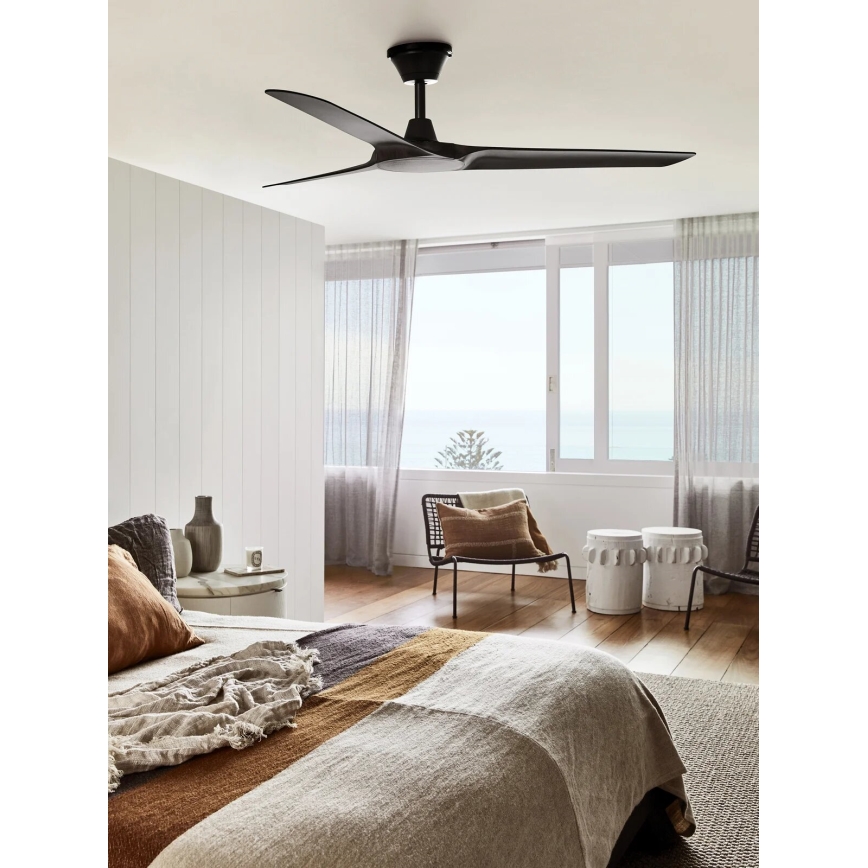 Lucci Air 21321649 - Stropni ventilator ABYSS prečnika 142 cm, IP66, crne boje + daljinski upravljač