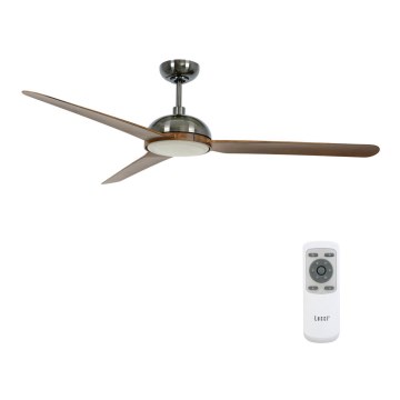 Lucci air 213301 - LED prigušiva plafonski ventilator UNIONE 1xGX53/12W/230V braon/sjajni hrom prečnik 142 cm + daljinski upravljač
