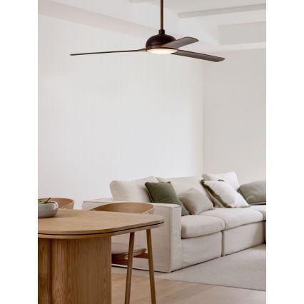 Lucci air 213301 - LED prigušiva plafonski ventilator UNIONE 1xGX53/12W/230V braon/sjajni hrom prečnik 142 cm + daljinski upravljač