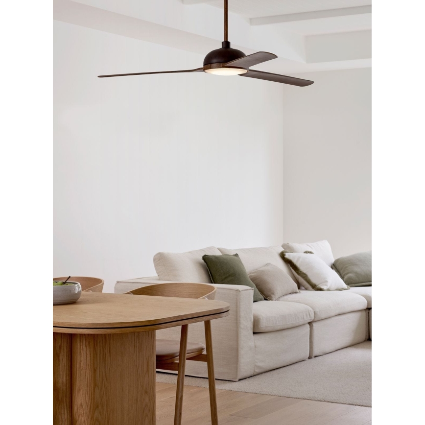 Lucci air 213301 - LED prigušiva plafonski ventilator UNIONE 1xGX53/12W/230V braon/sjajni hrom prečnik 142 cm + daljinski upravljač