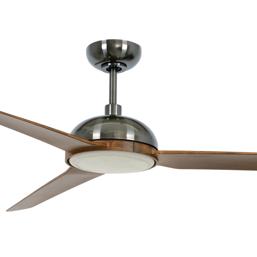 Lucci air 213301 - LED prigušiva plafonski ventilator UNIONE 1xGX53/12W/230V braon/sjajni hrom prečnik 142 cm + daljinski upravljač