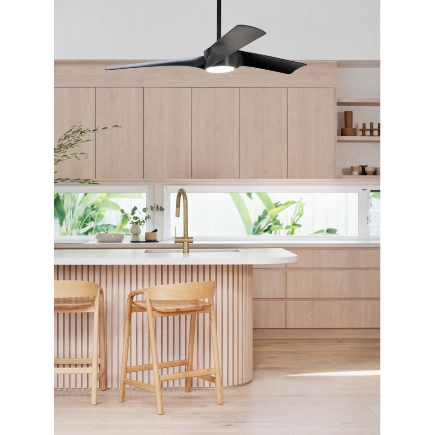 Lucci air 213358 - LED prigušiva plafonski ventilator LINE 1xGX53/12W/230V crna prečnik 132 cm + daljinski upravljač