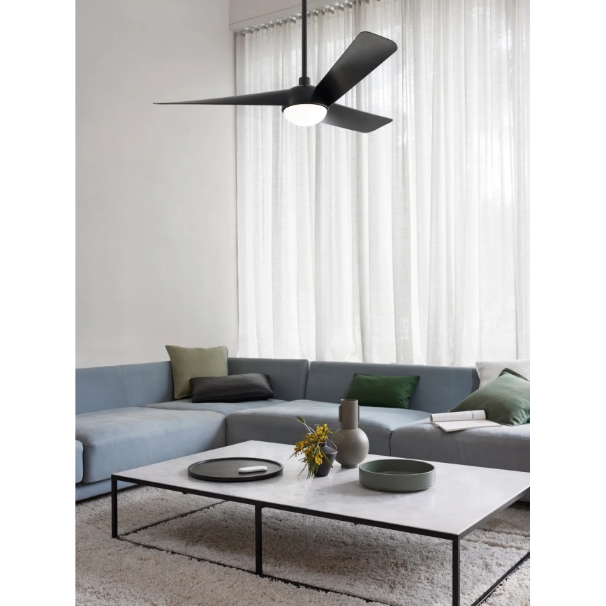 Lucci Air 21617149 - LED prigušiva crni plafonski ventilator OSPREY 1xGX53/12W/230V prečnik 132 cm + daljinski upravljač