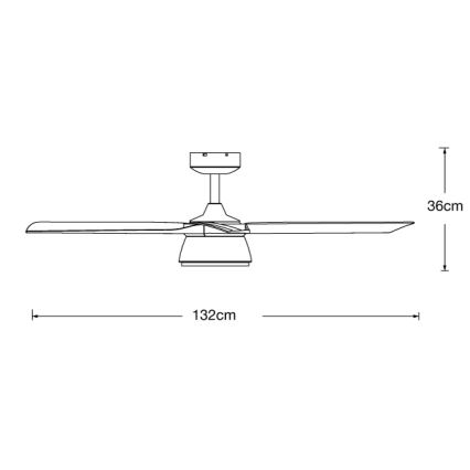 Lucci air 513072 - prigušiva LED plafonski ventilator BRONX LED/18W/230V 3000/4000/6000K crna/sjajni hrom Ø 132 cm + daljinski upravljač