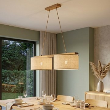 Luster AIDA na sajli, 2x E27, 15 W, 230 V, prečnik 35 cm, hrast/rafija