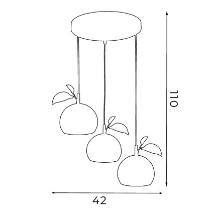 Luster APPLE na sajli 3xE27/15W/230V, višebojan