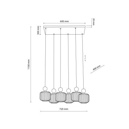 Luster BALLO na sajli, 6xE14/10W/230V, bež