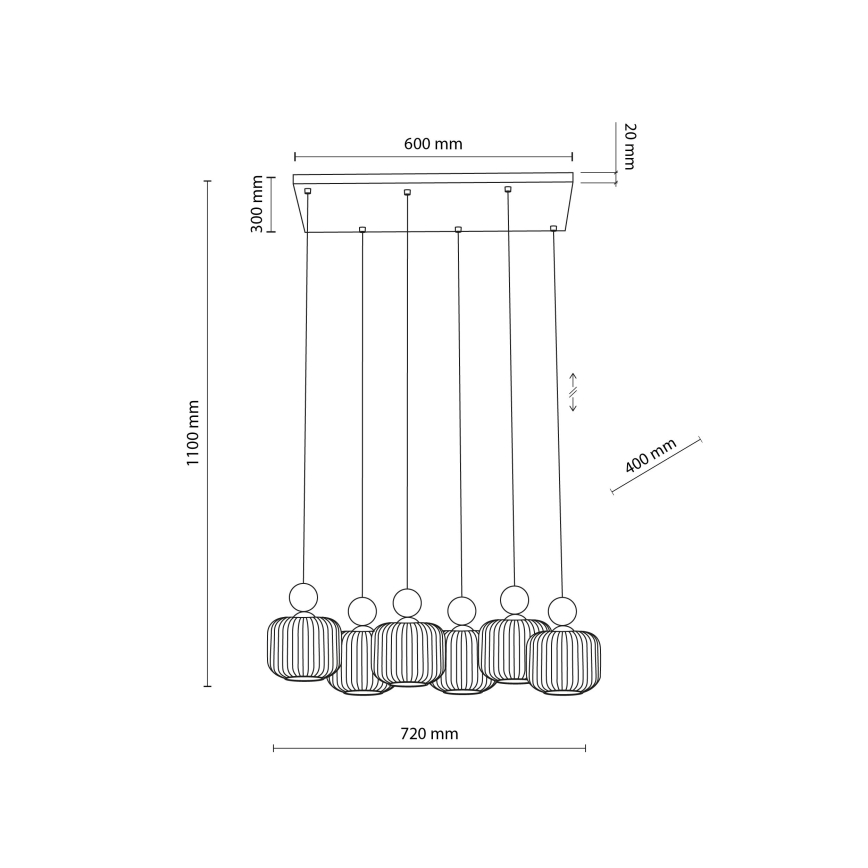 Luster BALLO na sajli, 6xE14/10W/230V, bež