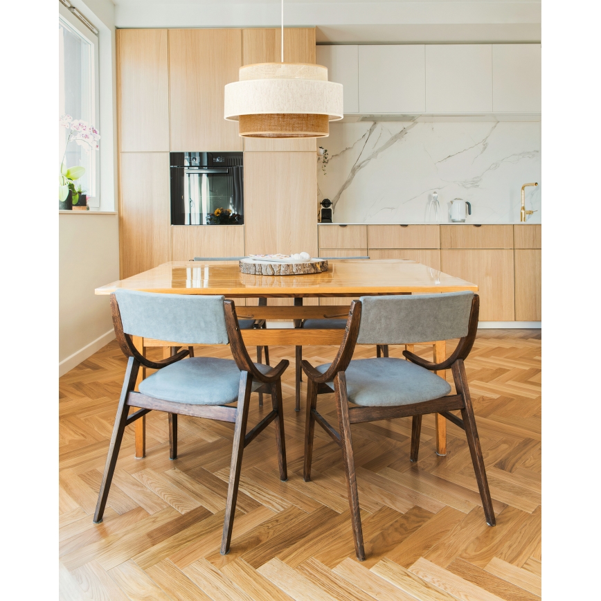 Luster BOHO na kanapu 1xE27/60W/230V, prečnik 40 cm, bela/juta