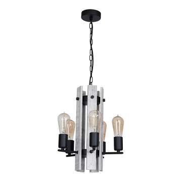 Luster GERA 5xE27/60W/230V bukva/crna