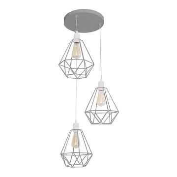Luster KARO 3xE27/15W/230V siva