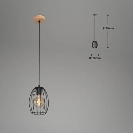 Luster na kablu 1xE27/60W/230V crni