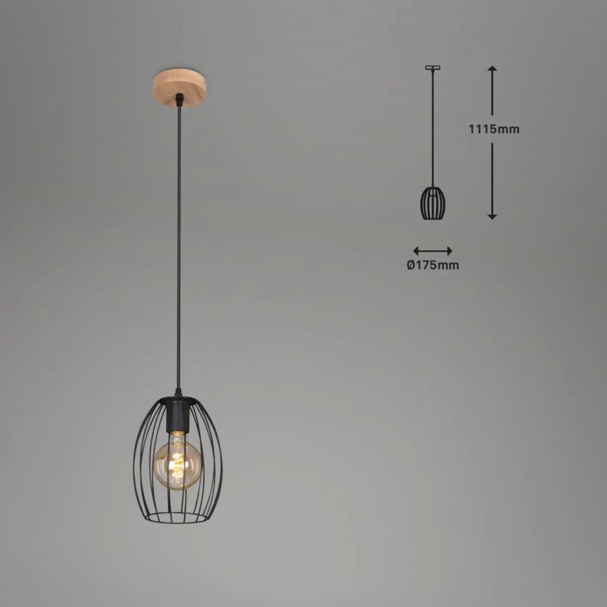 Luster na kablu 1xE27/60W/230V crni