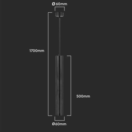 Luster na kablu 1xGU10/35W/230V 50 cm crni