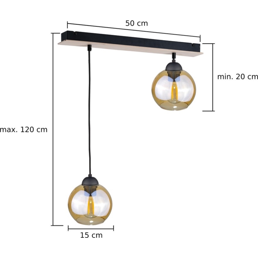 Luster na kablu AMBRE WOOD 2xE27/60W/230V