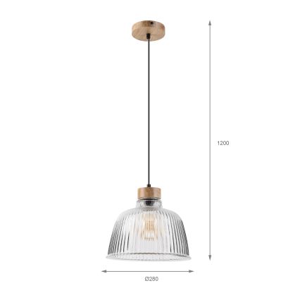 Luster na kablu ASTA 1xE27/60W/230V Ø 28 cm hrast