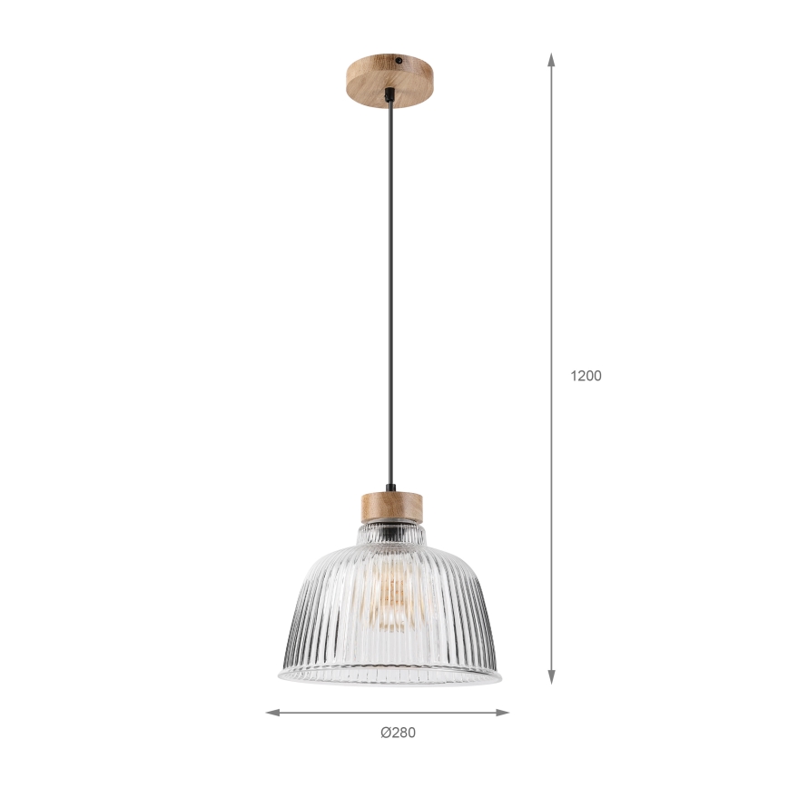 Luster na kablu ASTA 1xE27/60W/230V Ø 28 cm hrast