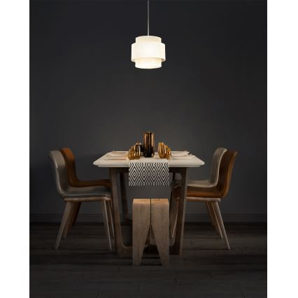 Luster na kablu BOHO 1xE27/60W/230V prečnik 20 cm krem/juta