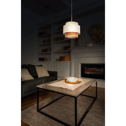 Luster na kablu BOHO 1xE27/60W/230V, Ø 20 cm, bela/juta