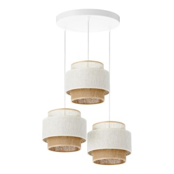 Luster na kablu BOHO 3xE27/60W/230V bela/juta