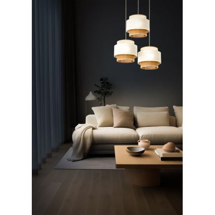 Luster na kablu BOHO 3xE27/60W/230V bela/juta