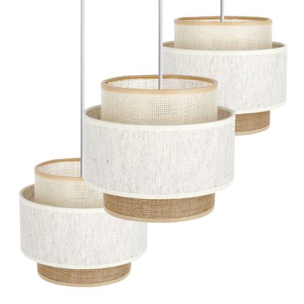 Luster na kablu BOHO 3xE27/60W/230V bela/juta