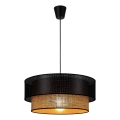 Luster na kablu BORHO 1xE27/60W/230V prečnika 40 cm crna/juta