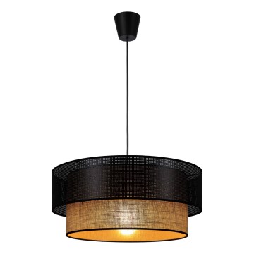 Luster na kablu BORHO 1xE27/60W/230V prečnika 40 cm crna/juta