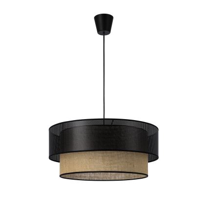 Luster na kablu BORHO 1xE27/60W/230V prečnika 40 cm crna/juta
