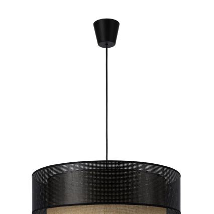 Luster na kablu BORHO 1xE27/60W/230V prečnika 40 cm crna/juta
