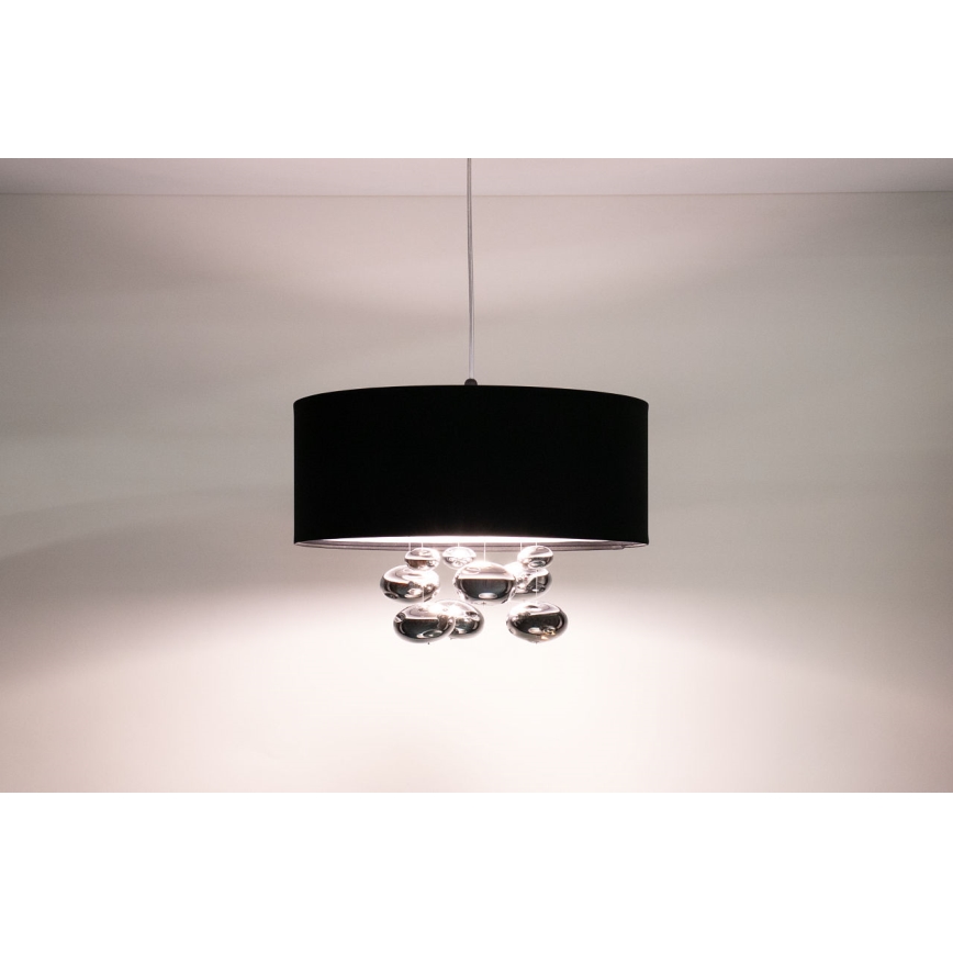 Luster na kablu BUBBLE 1xE27/60W/230V Ø 50 cm crne boje