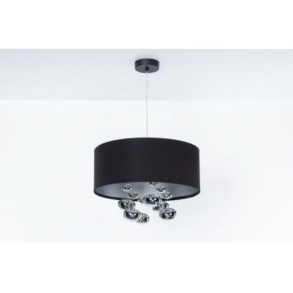 Luster na kablu BUBBLE 1xE27/60W/230V Ø 50 cm crne boje