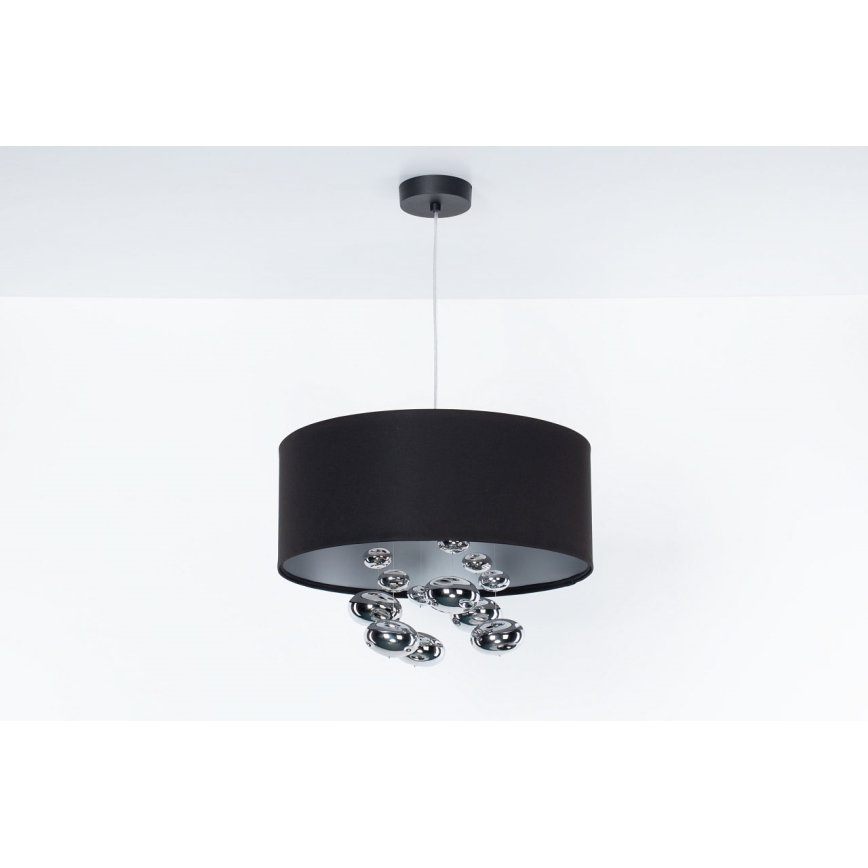 Luster na kablu BUBBLE 1xE27/60W/230V Ø 50 cm crne boje