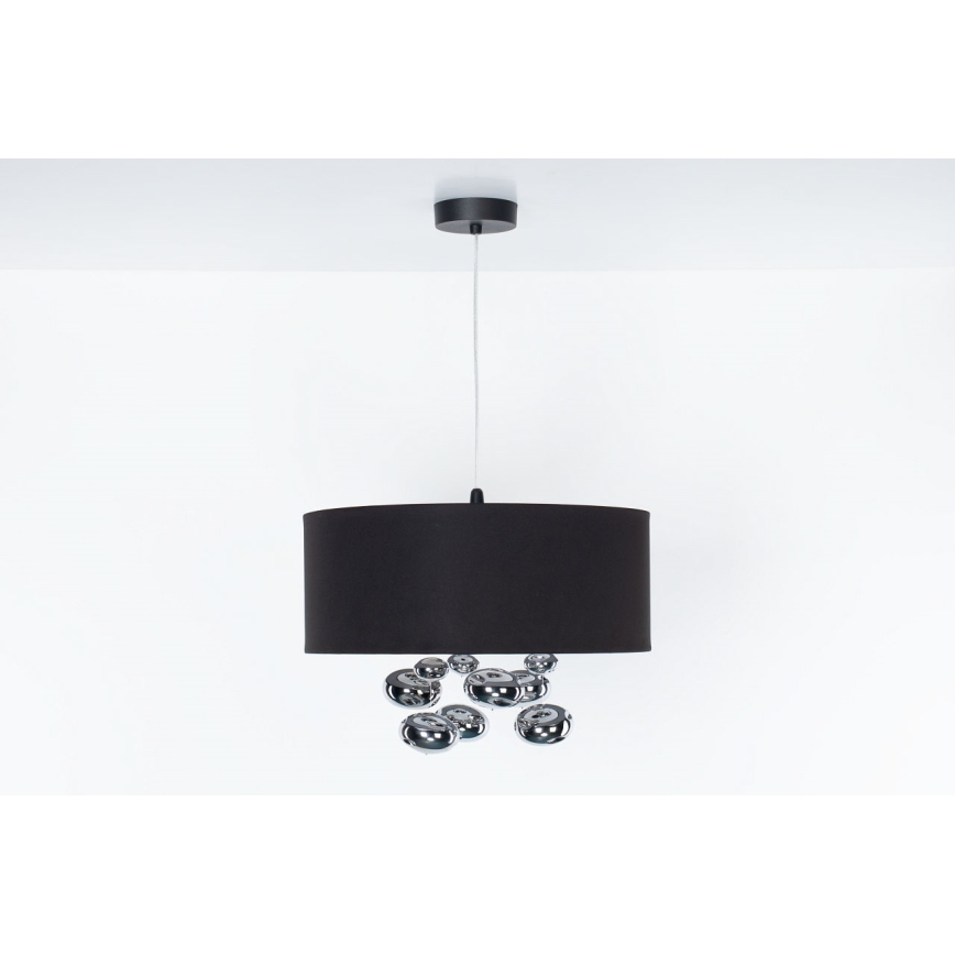 Luster na kablu BUBBLE 1xE27/60W/230V Ø 50 cm crne boje
