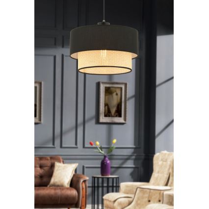 Luster na kablu ECHO 1xE27/60W/230V crna/bež