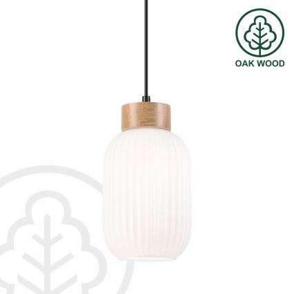 Luster na kablu HARMONY 1xE27/15W/230V prečnik 14 cm bela/hrast