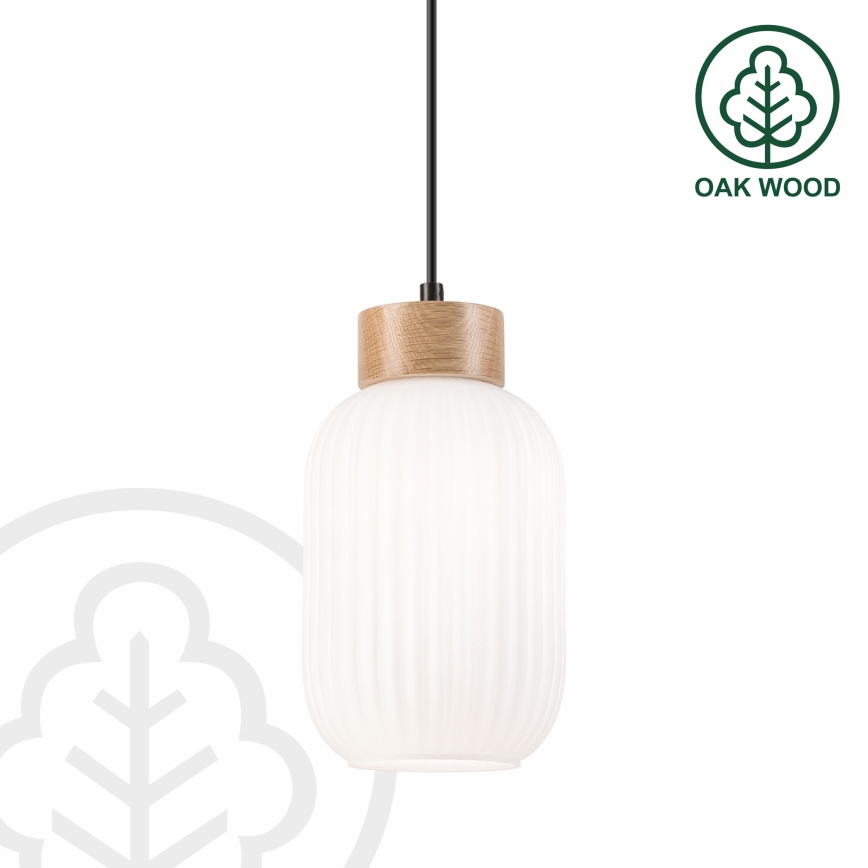 Luster na kablu HARMONY 1xE27/15W/230V prečnik 14 cm bela/hrast