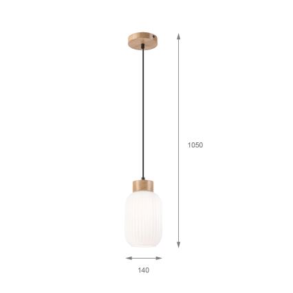 Luster na kablu HARMONY 1xE27/15W/230V prečnik 14 cm bela/hrast