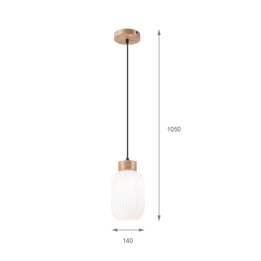 Luster na kablu HARMONY 1xE27/15W/230V prečnik 14 cm bela/hrast